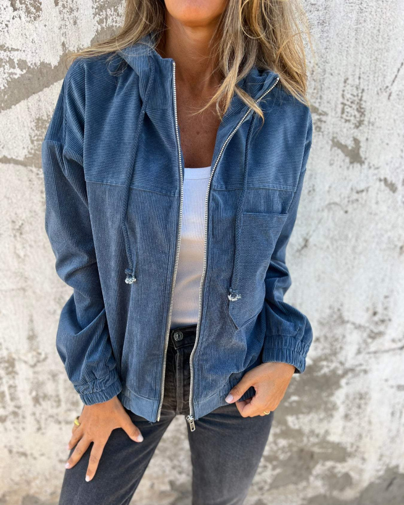Brisa | Cordjacke mit Kapuze und Reißverschluss