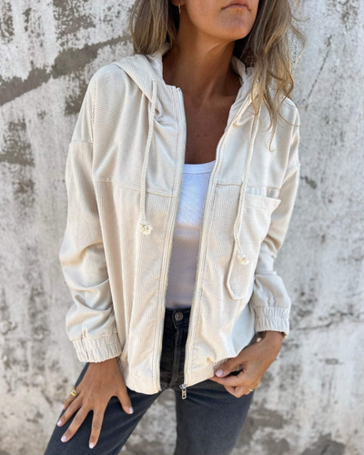 Brisa | Cordjacke mit Kapuze und Reißverschluss