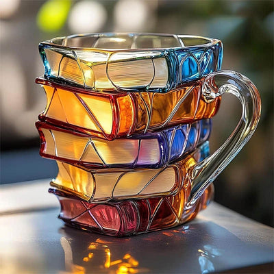 Handgefertigte Tasse mit Buchmotiv