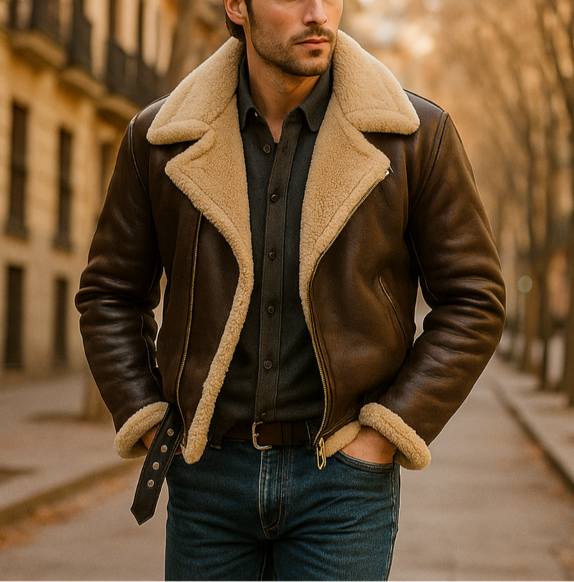PEDRO | Gepolsterte Lederjacke