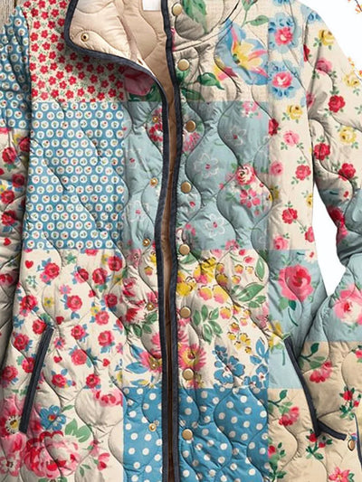 Charmante Blumengepuffte Jacke für Frauen - Vintage Lässiger Stil