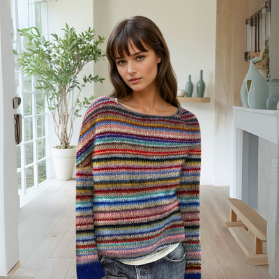 Manonin | Lässiger & Bequemer Gestreifter Pullover