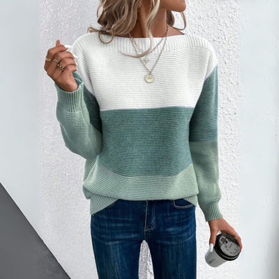 Clara | Eleganter Drei-Farben-Patchwork-Pullover