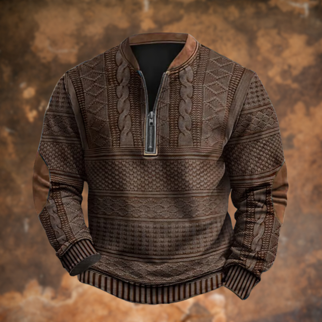 Anton – Herrenpullover mit halbem Reißverschluss und stilvollen Details