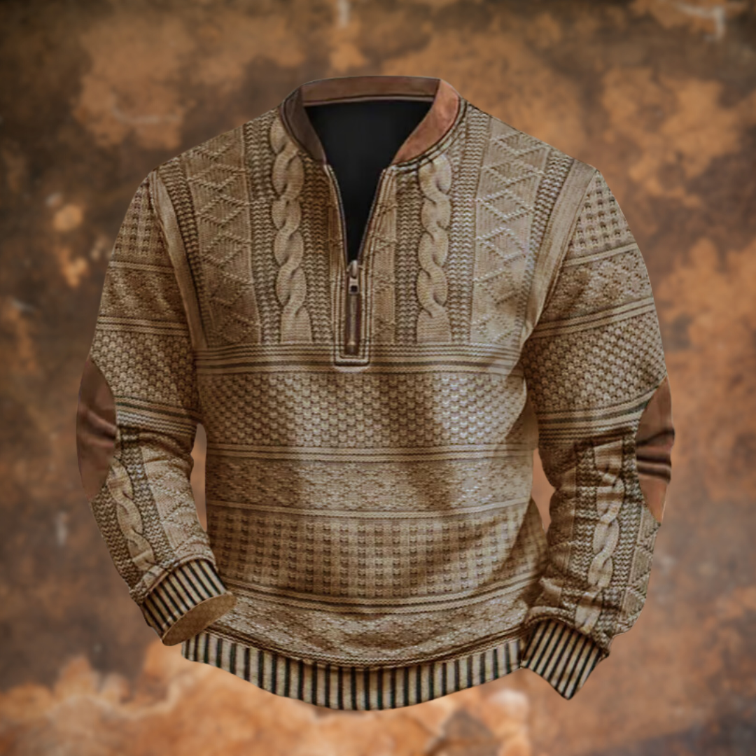Anton – Herrenpullover mit halbem Reißverschluss und stilvollen Details