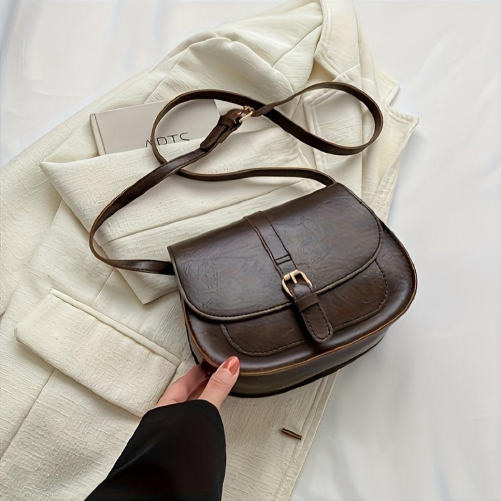 Evelyn™ | Klassischer Faux-Leder Sattel-Rucksack