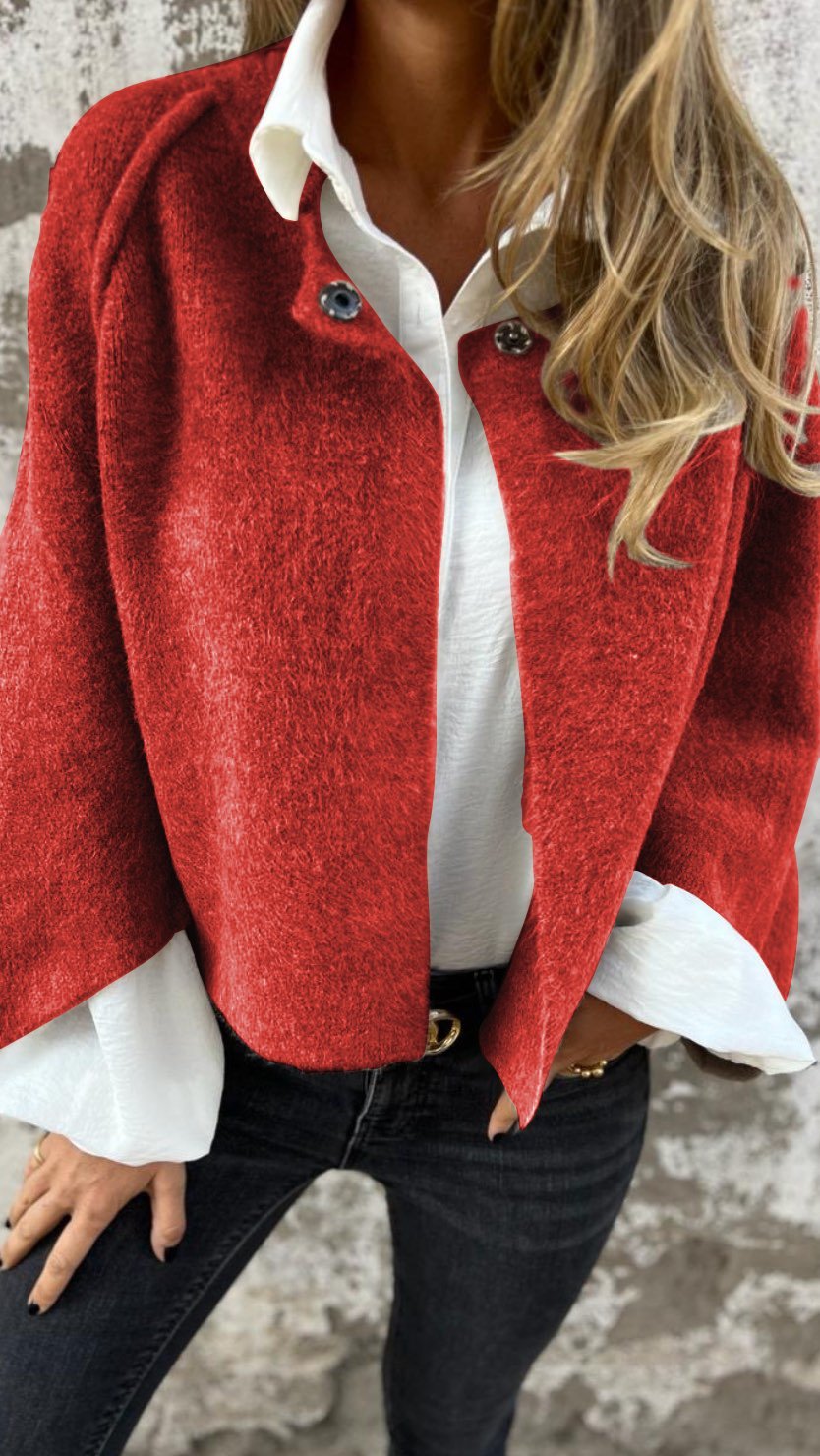 BEA | Damen Wollmantel mit Rundhalsausschnitt und langen Ärmeln