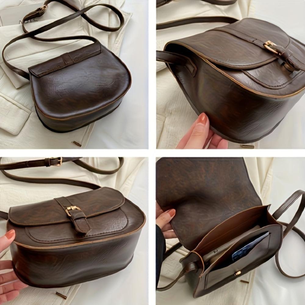 Evelyn™ | Klassischer Faux-Leder Sattel-Rucksack