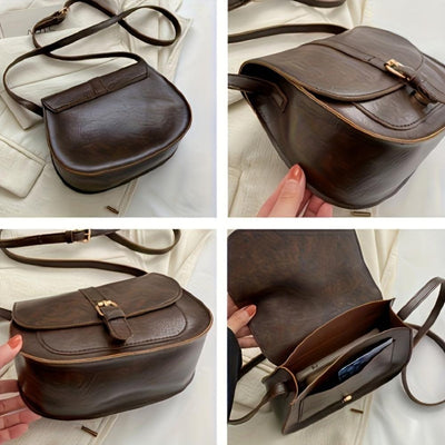 Evelyn™ | Klassischer Faux-Leder Sattel-Rucksack
