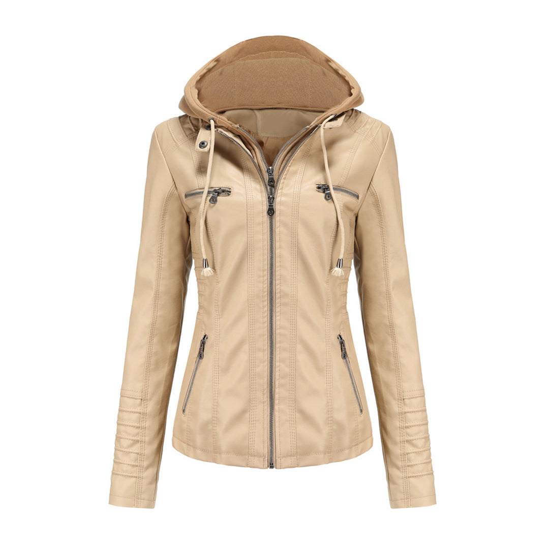 JIMENA - LEDERJACKE MIT KAPUZE