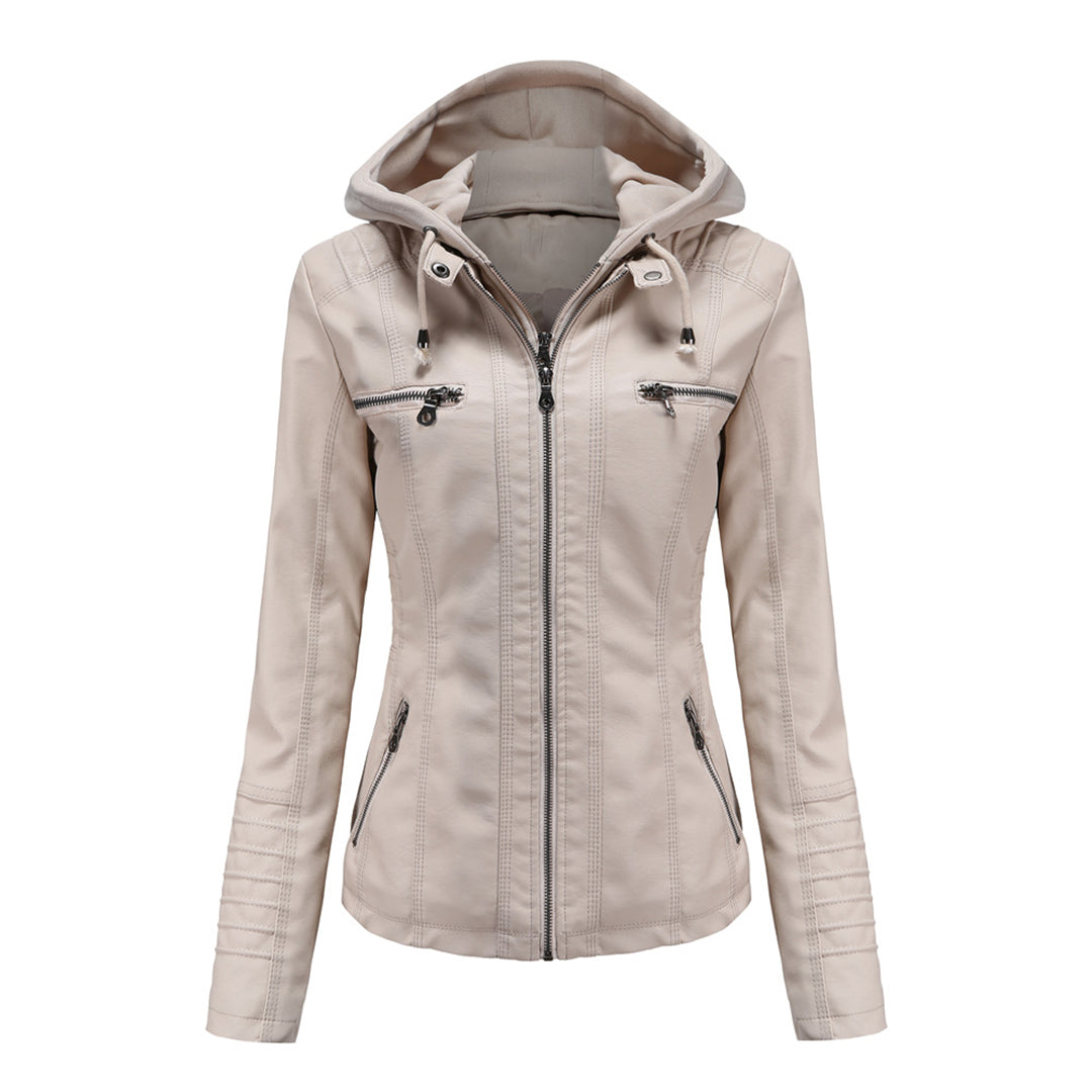 JIMENA - LEDERJACKE MIT KAPUZE