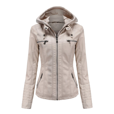 JIMENA - LEDERJACKE MIT KAPUZE
