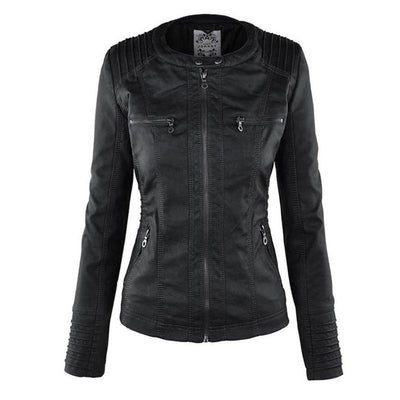 JIMENA - LEDERJACKE MIT KAPUZE