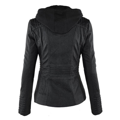 JIMENA - LEDERJACKE MIT KAPUZE