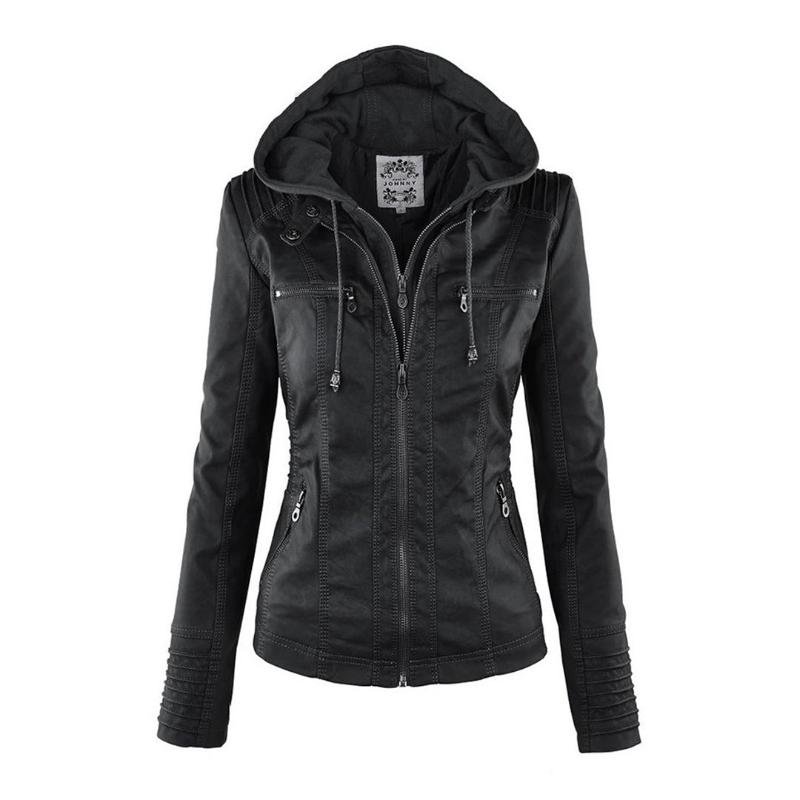 JIMENA - LEDERJACKE MIT KAPUZE