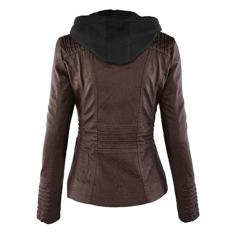 JIMENA - LEDERJACKE MIT KAPUZE