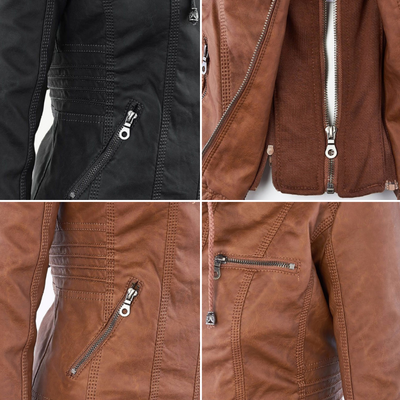 JIMENA - LEDERJACKE MIT KAPUZE