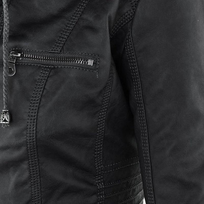 JIMENA - LEDERJACKE MIT KAPUZE