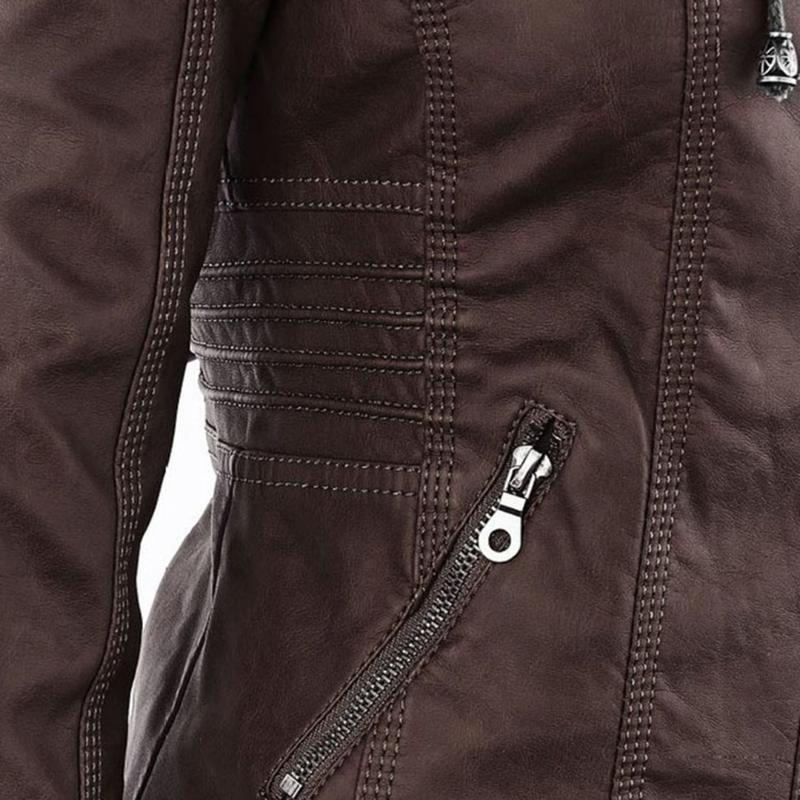 JIMENA - LEDERJACKE MIT KAPUZE