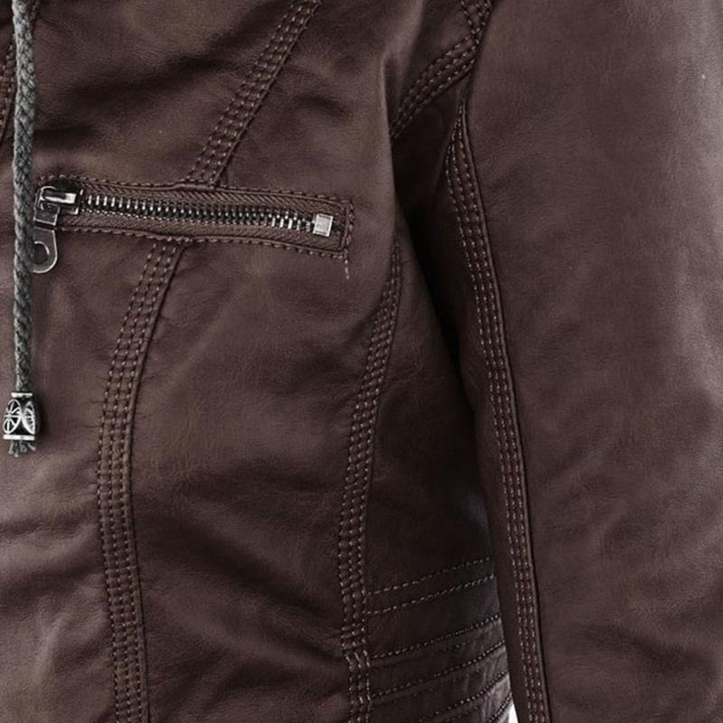 JIMENA - LEDERJACKE MIT KAPUZE