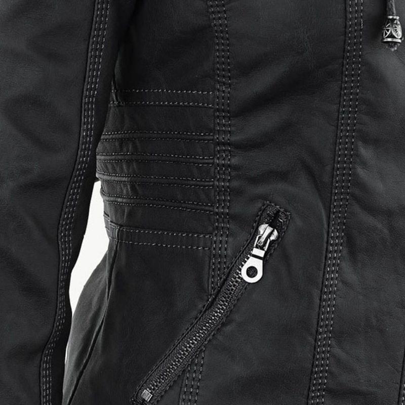 JIMENA - LEDERJACKE MIT KAPUZE