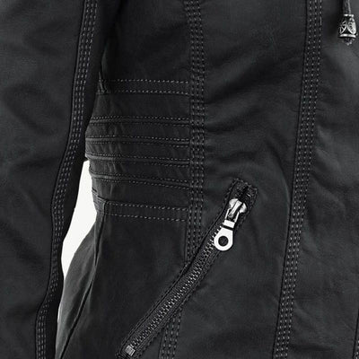 JIMENA - LEDERJACKE MIT KAPUZE