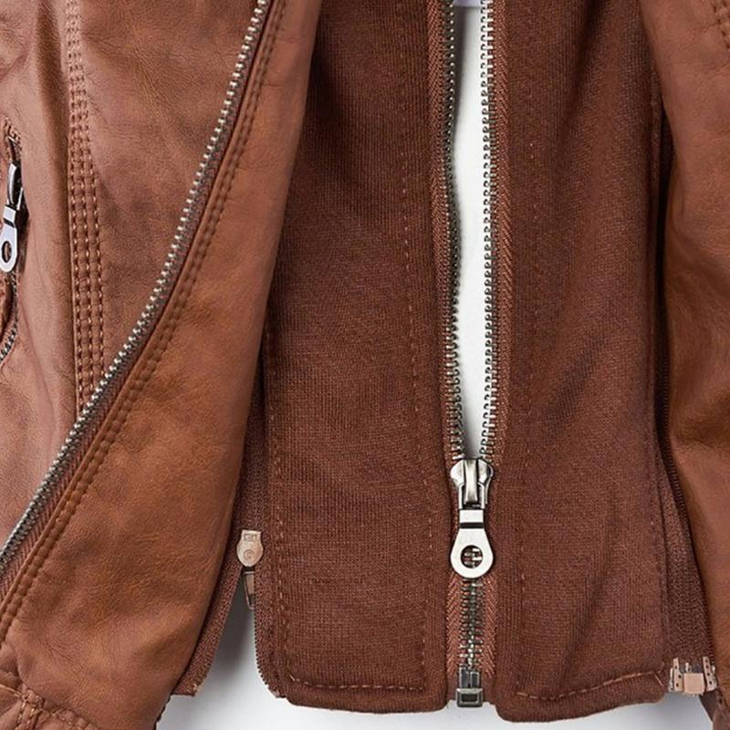 JIMENA - LEDERJACKE MIT KAPUZE