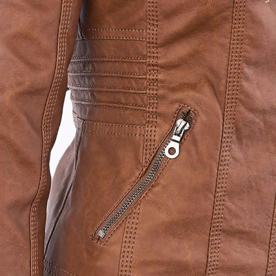 JIMENA - LEDERJACKE MIT KAPUZE
