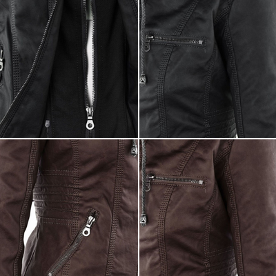 JIMENA - LEDERJACKE MIT KAPUZE