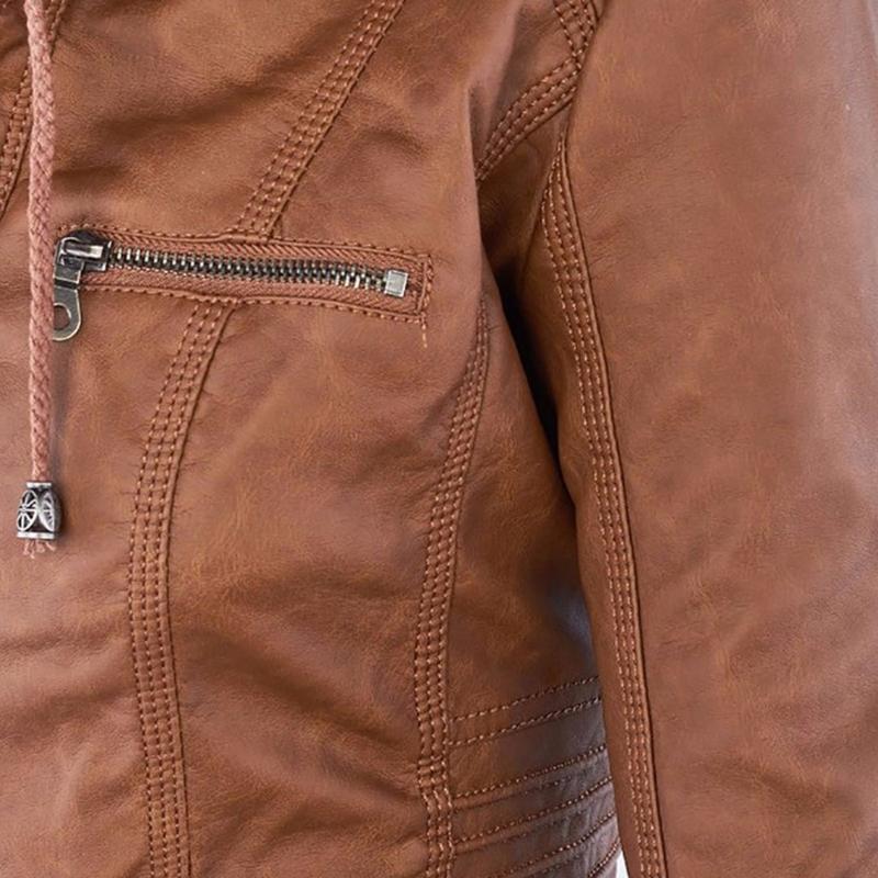 JIMENA - LEDERJACKE MIT KAPUZE