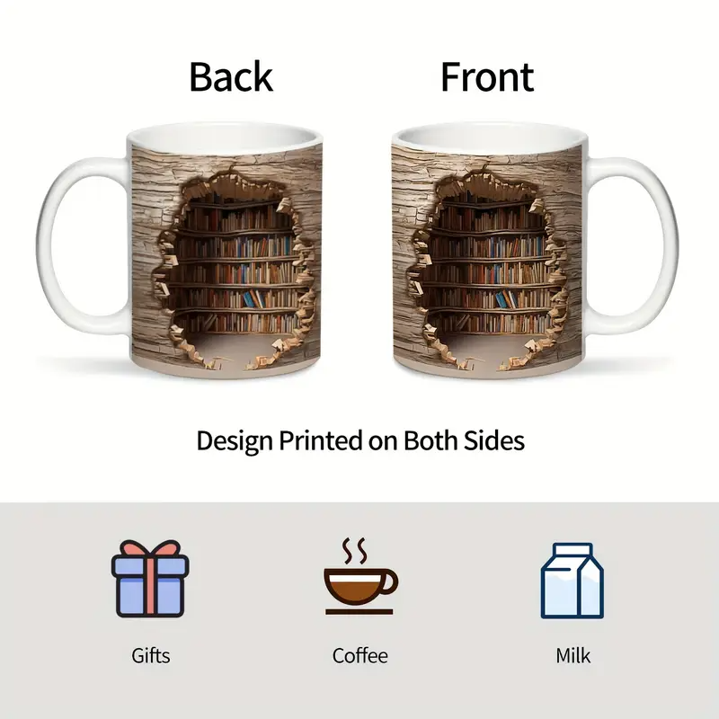 Amalia | Magische Wärmewechsel-Tasse mit Bücherregal-Motiv