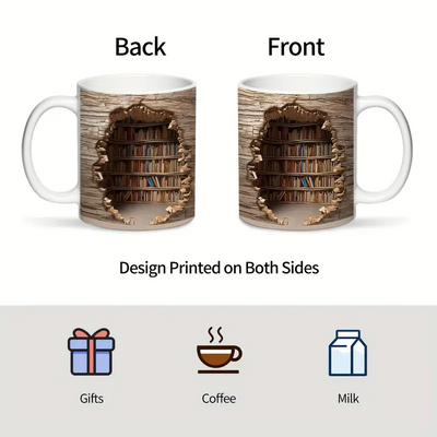 Amalia | Magische Wärmewechsel-Tasse mit Bücherregal-Motiv