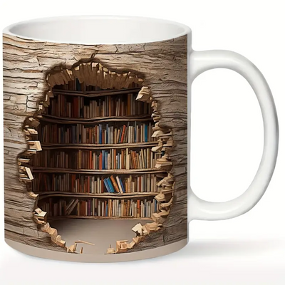 Amalia | Magische Wärmewechsel-Tasse mit Bücherregal-Motiv