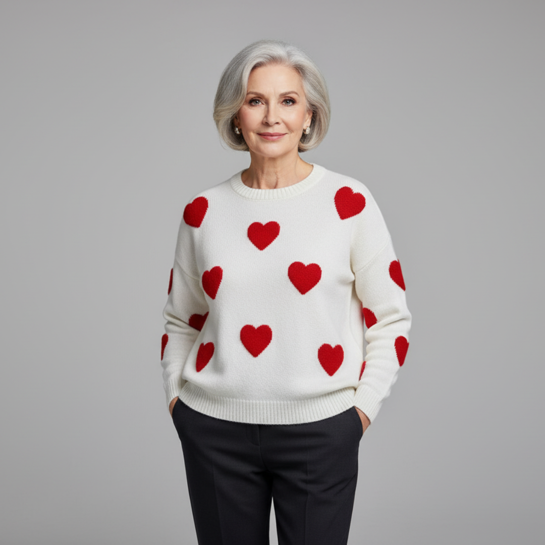MILU | Baumwollmischung Pullover mit Herzen