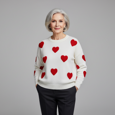 MILU | Baumwollmischung Pullover mit Herzen