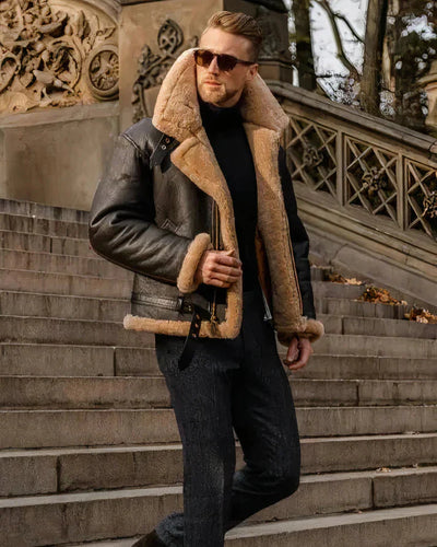 PEDRO | Gepolsterte Lederjacke