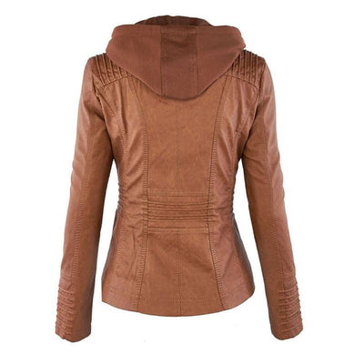 JIMENA - LEDERJACKE MIT KAPUZE