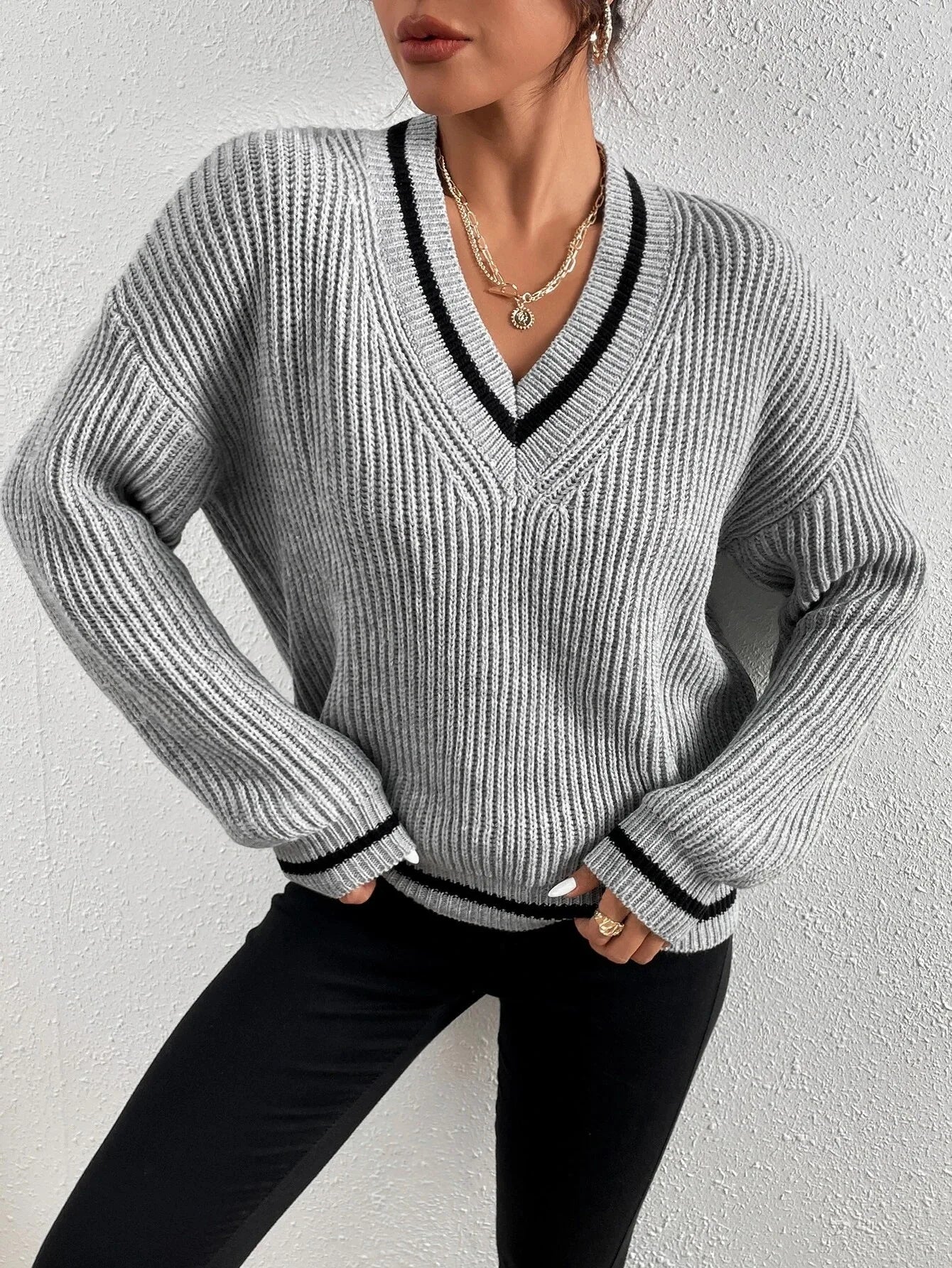 Marina | Gestreifter Waffelstrickpullover