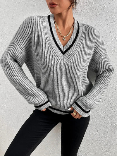 Marina | Gestreifter Waffelstrickpullover