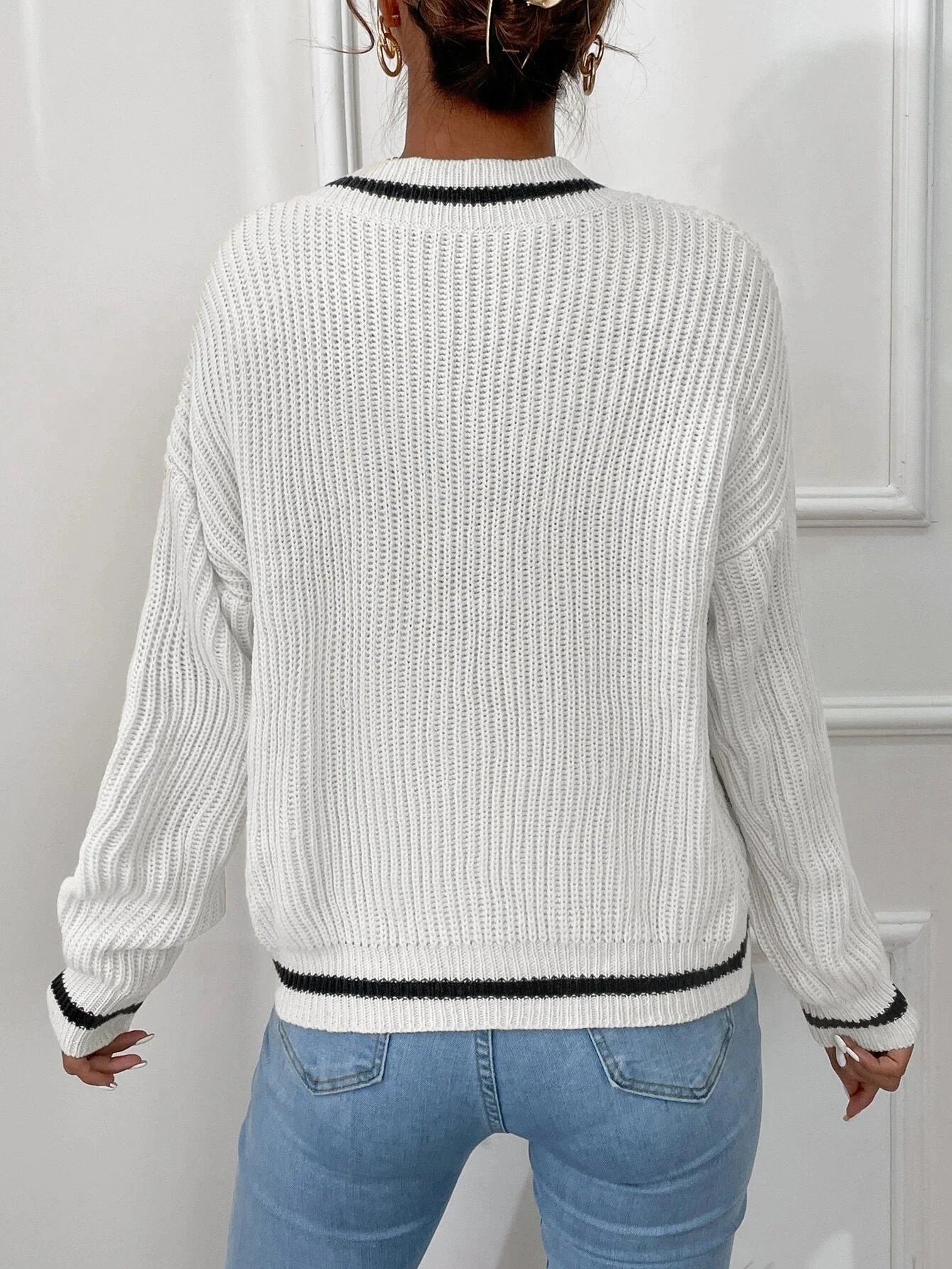 Marina | Gestreifter Waffelstrickpullover