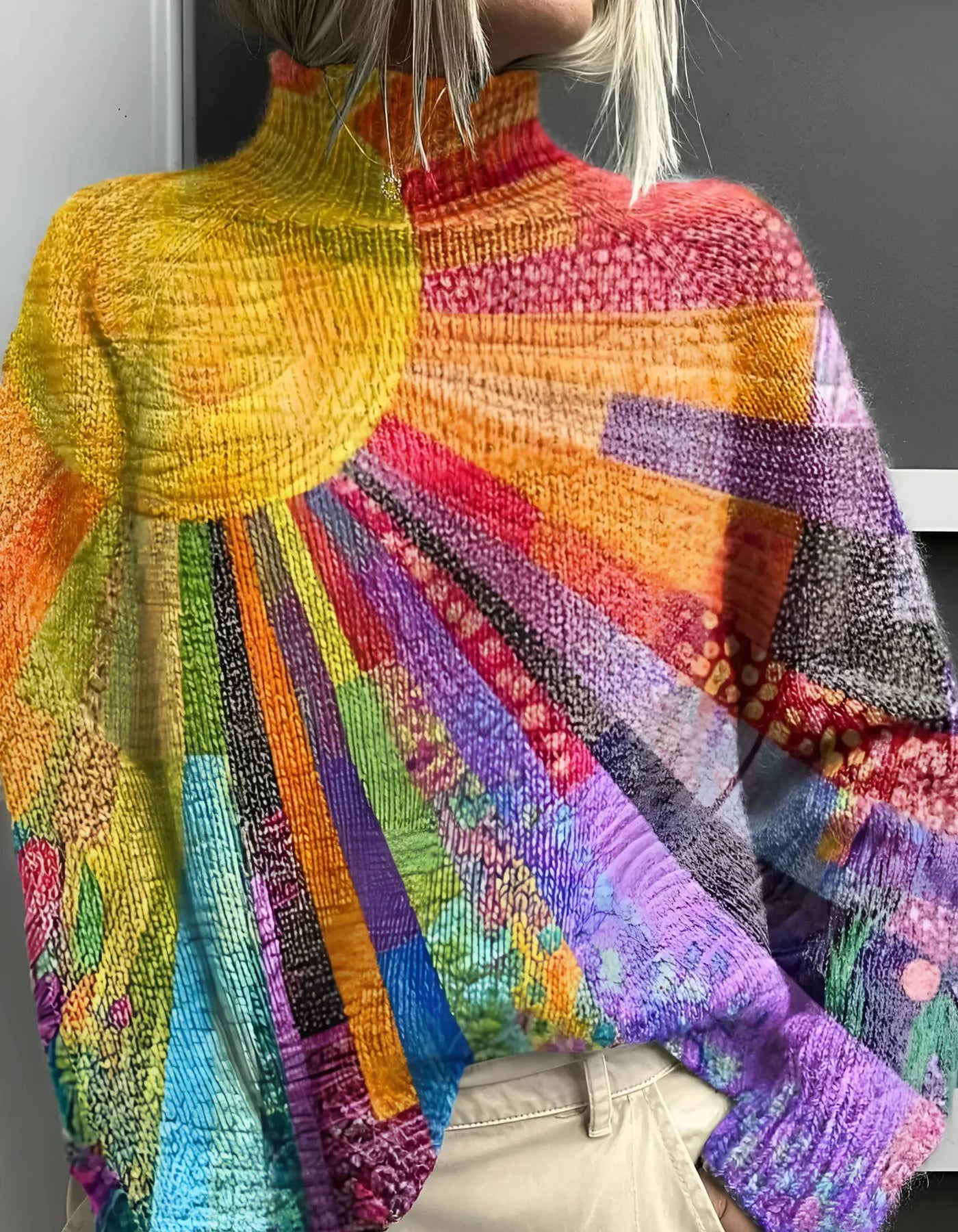 Ada | Fröhlicher Bunter Rollkragenpullover