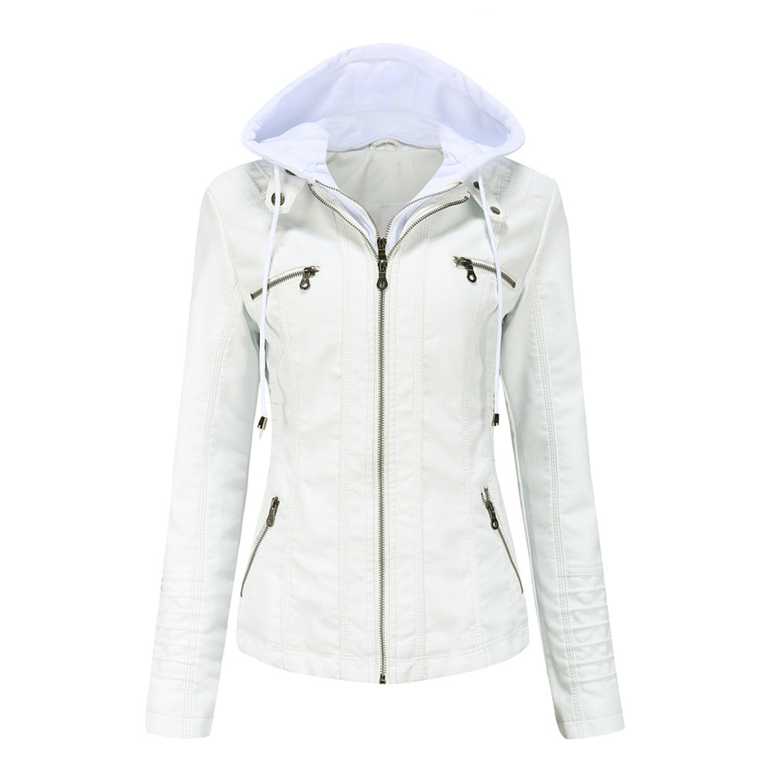 JIMENA - LEDERJACKE MIT KAPUZE