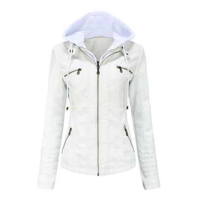 JIMENA - LEDERJACKE MIT KAPUZE