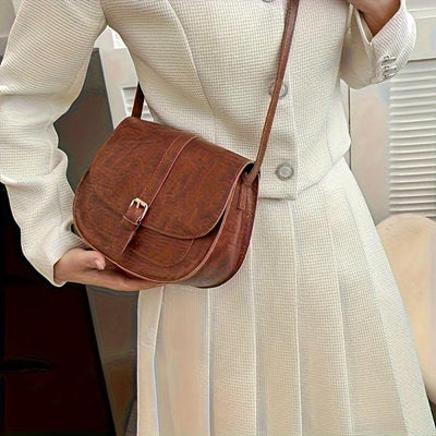 Evelyn™ | Klassischer Faux-Leder Sattel-Rucksack